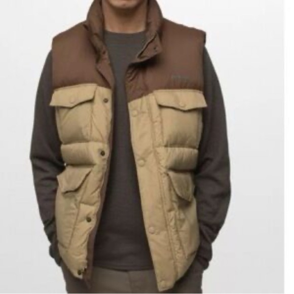 Prana Timber Trail vest in Shire color block brown and tan. Down vest. - Picture 6 of 6